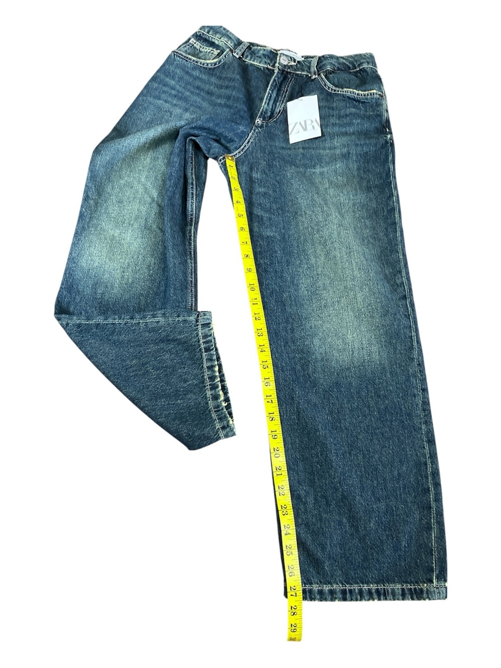 Zara Kids Teens Tinted Blue High Waisted Straight Leg Jeans Size 13/14 164cm NWT - Picture 7 of 7